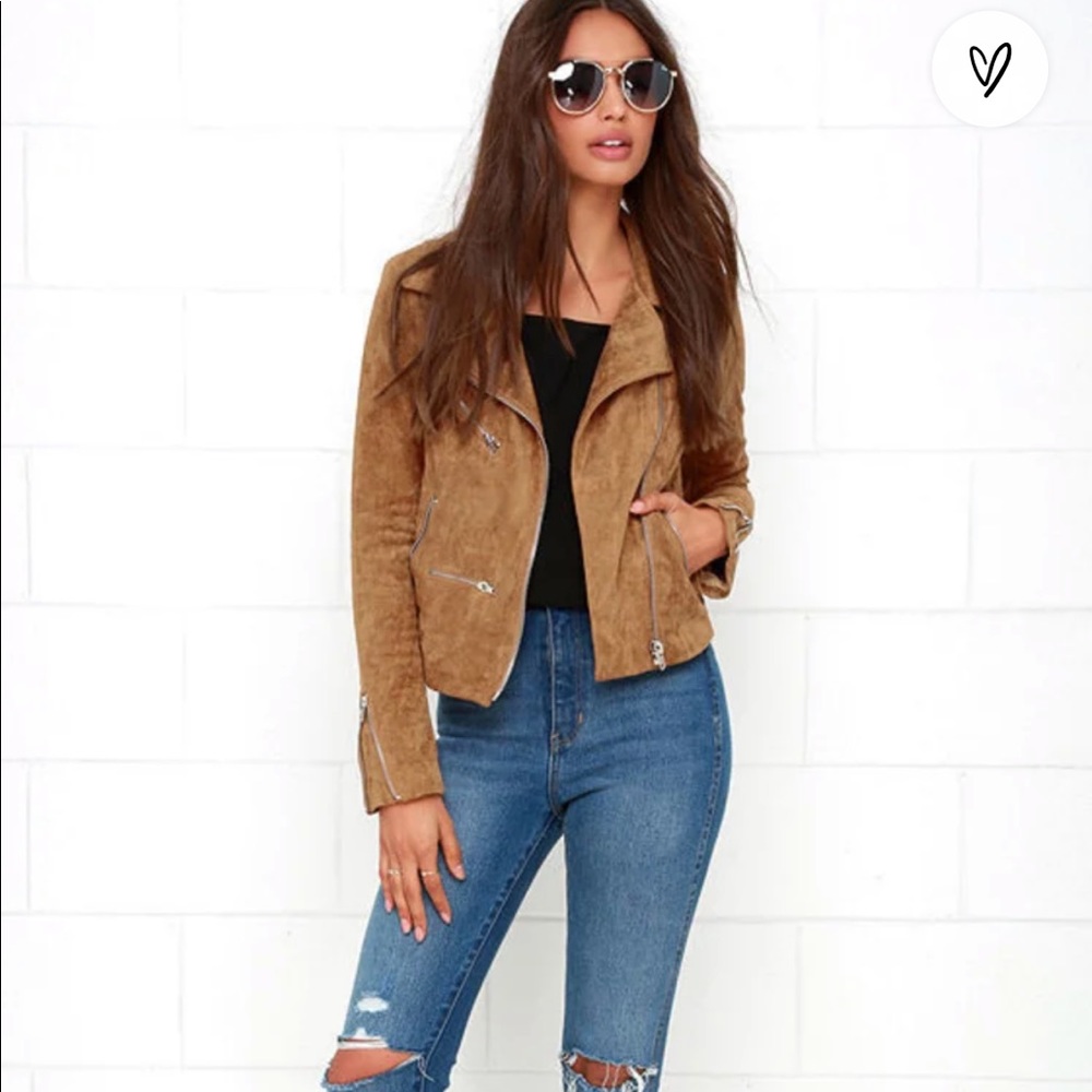 Lulu’s Suede with Love Tan Suede Moto Jacket